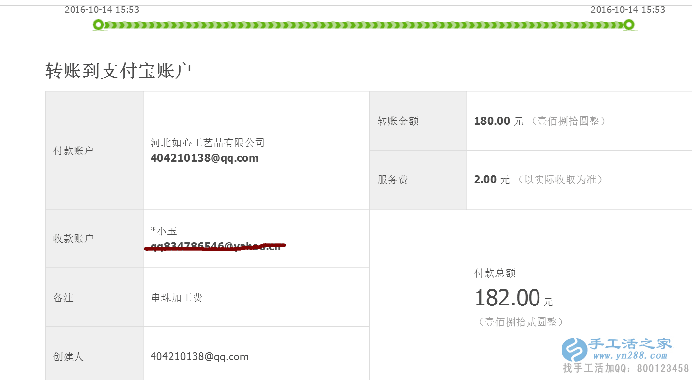  河南林州郭女士收到加工費(fèi)180元，女性兼職創(chuàng)業(yè)好項(xiàng)目