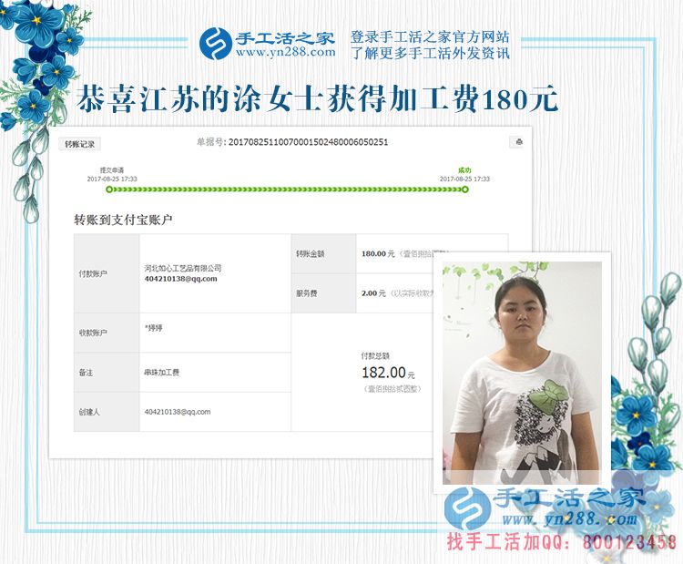 店里的租金有了，江蘇的涂女士用手工活兼職賺錢真不少(圖1)